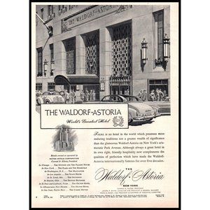 1951 Waldorf Astoria New York NYC Vintage Print Ad Art Deco Architecture Art